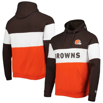 New Era Orange Cleveland Browns Colorblock Current Pullover Hoodie