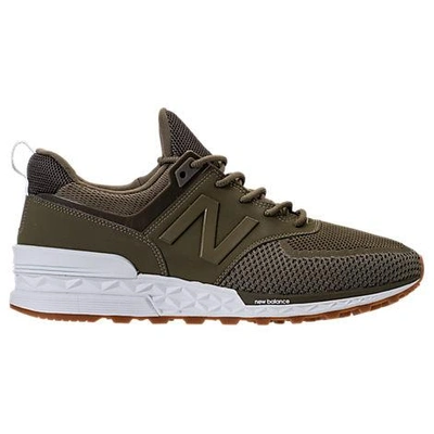 New Balance Men's 574 Sport Knit Casual Sneakers From Finish Line In Green