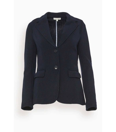 Ann Mashburn Unconstructed Knit Jacket In Navy Wool Pique In Black