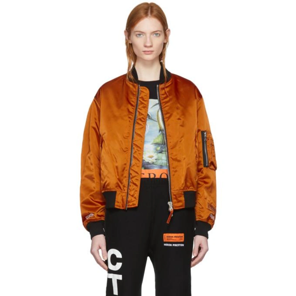 Heron Preston Orange Heron Short Bomber Jacket | ModeSens