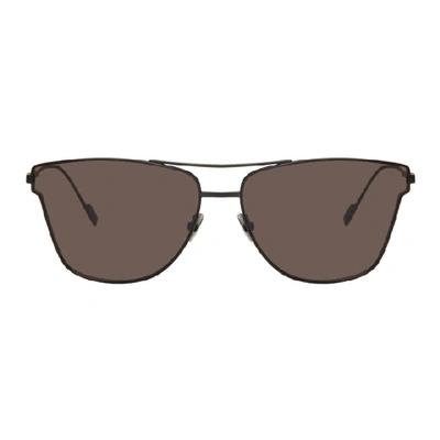 Saint Laurent Sl 51 Geometric Metal Aviator Sunglasses In Black