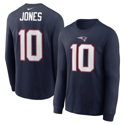 Nike Men's Mac Jones Navy New England Patriots Player Name Number Long Sleeve T-shirt