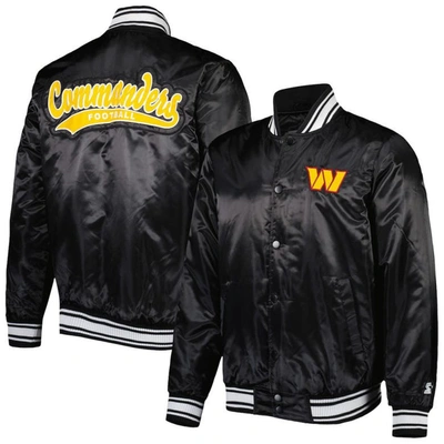 Starter Black Washington Commanders Locker Room Satin Varsity Full-snap Jacket