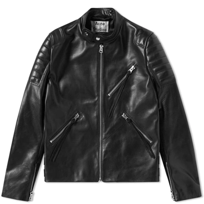 Acne Studios Oliver Chevron Leather Jacket In Black