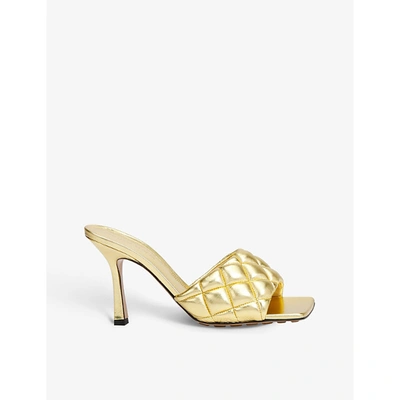 Bottega Veneta Reflection Padded Leather Heeled Mules In Gold | ModeSens