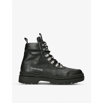 Filling Pieces Mountain Lace-up Leather Ankle Boots In Black