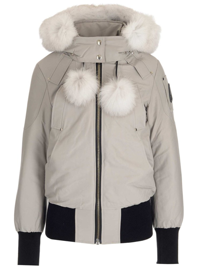 Moose Knuckles Debbie Bomber Jacket Wintercoat In Grey