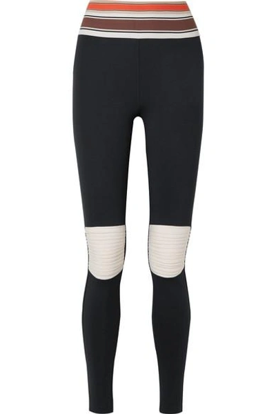Olympia Activewear Moto Striped Stretch Leggings In Black