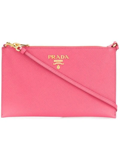 Prada Logo Shoulder Bag In Pink