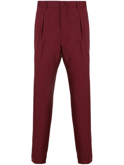 Prada Tapered Tailored Trousers In Red