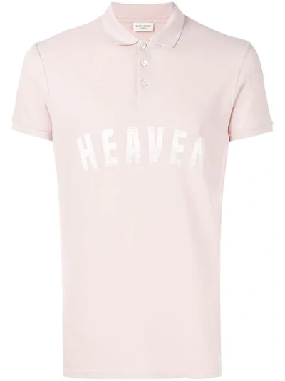 Saint Laurent Heaven Print Polo Shirt In Pink