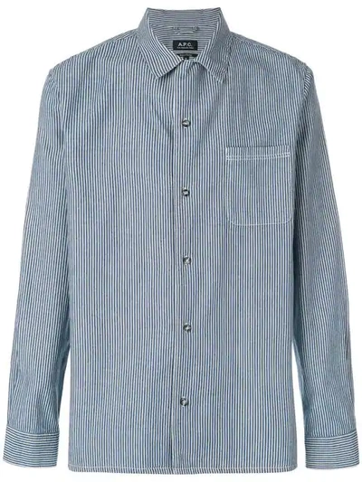 Apc Luca Point-collar Striped Cotton Shirt In Indigo