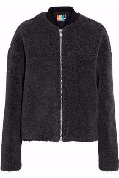 Msgm Woman Faux Shearling Bomber Jacket Black