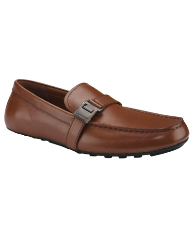 Calvin Klein Men's Oscar Casual Loafers Men's Shoes In Dark Brown Leather