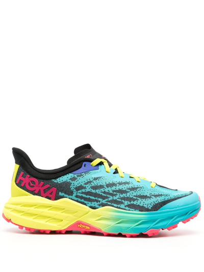Hoka One One Speedgoat 5 Panelled Lace-up Trainers In Blue