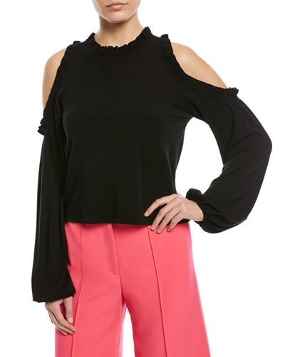 Milly Ruffled Cold-shoulder Top