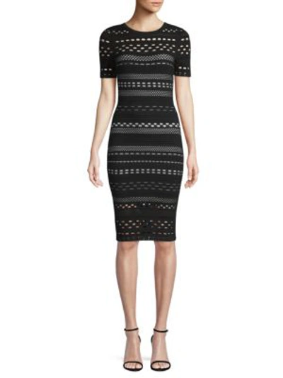 Milly Sheath Dress With Lace Cutouts, Blackwhtie In Black White
