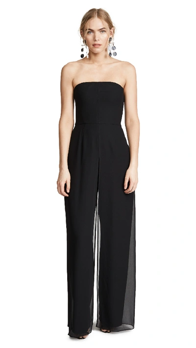 Halston Heritage Strapless Jumpsuit With Flowy Pants In Black