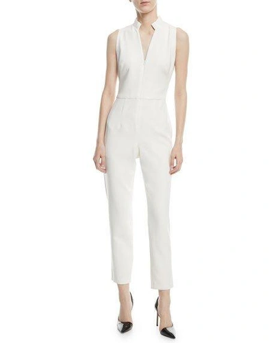 Black Halo Antoinette Zip-up Sleeveless Jumpsuit In Porcelain