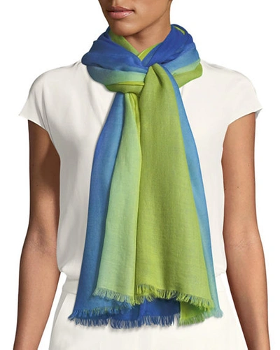Sofia Cashmere Cashmere Ombr&eacute; Scarf In Blue/green