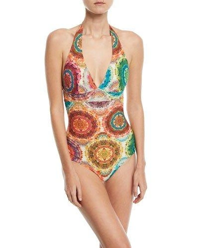 Fuzzi Printed One-piece Swimsuit In Multi