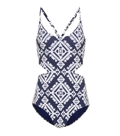 Tory Burch Tapestry Geometric One Piece Swimsuit In Multicoloured