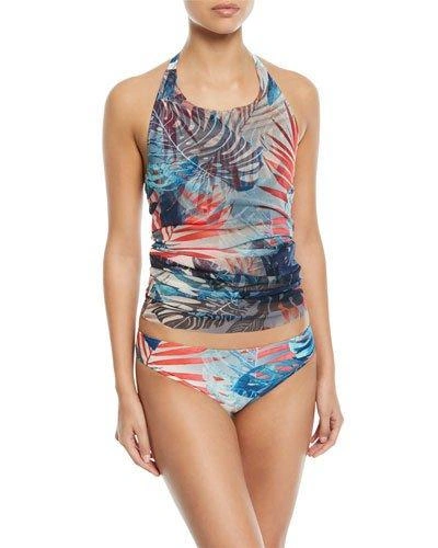 Fuzzi Fern-print Two-piece Tankini Swimsuit In Multi