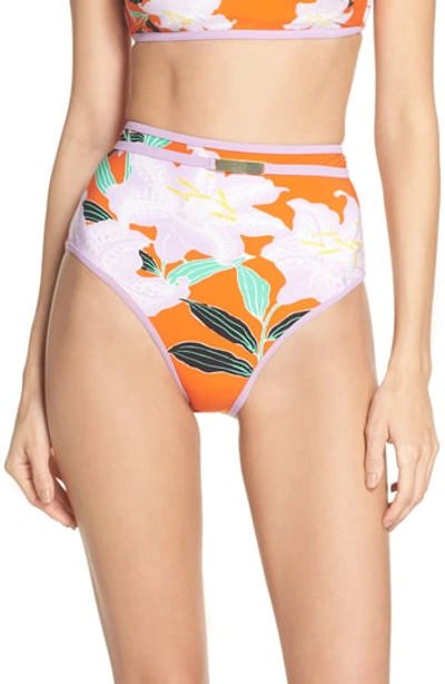 Diane Von Furstenberg Cheeky High-waist Floral-print Swim Bikini Bottoms In Argos Sm All Clem/ Lavender