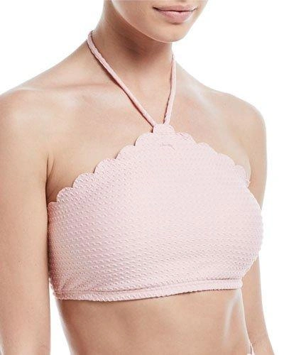 Kate Spade High-neck Halter Textured Swim Top In Aloha Pink