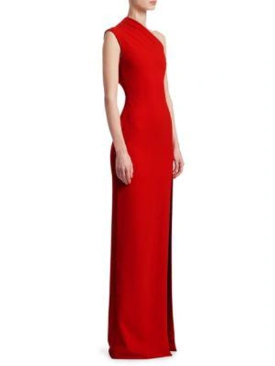 Solace London Averie One-shoulder Gown In Dark Red
