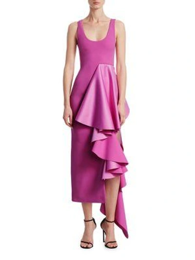 Solace London Ruffled Asymmetric Dress In Lilac