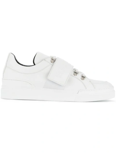 Balmain Logo Stretch White Leather Sneakers