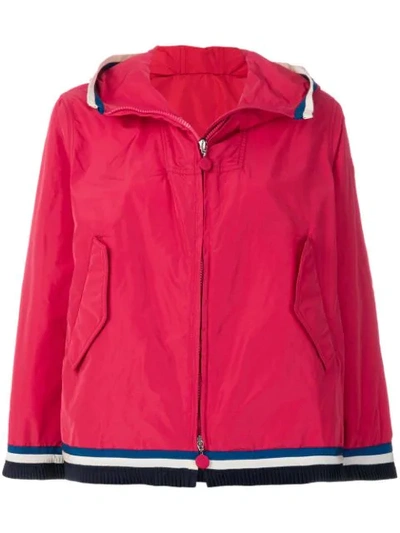 Moncler Contrast-trim Zipped Jacket In Pink