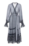Alexis Theo Lace-trimmed Cotton-blend Voile Wrap Dress In Grey
