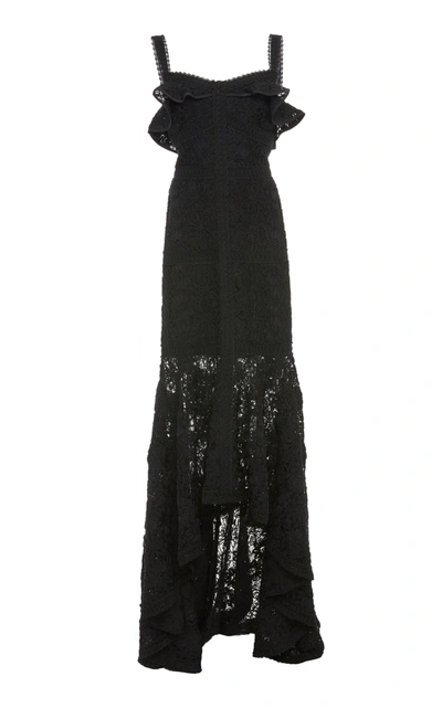 Alexis Vicenzo Lace Gown In Black Lace