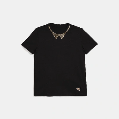 Coach Studded Collar Design Shortsleeved T-shirt In Dark Shadow