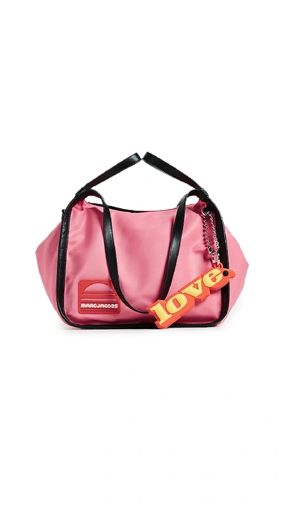 Marc Jacobs Sport Nylon And Leather Tote In Coral Pink/silver