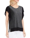 Vince Camuto Contrast Flutter-sleeve Top In Dark Dove Heather