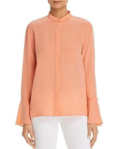Donna Karan Silk Button-down Bell-sleeve Top In Petal Pink