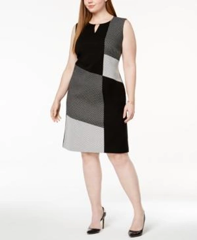 Calvin Klein Plus Size Colorblocked Sheath Dress In Black