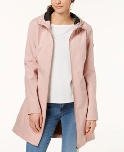 Calvin Klein Petite Hooded A-line Softshell Raincoat In Millennial Pink