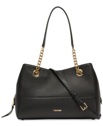 Calvin Klein Marie Leather Satchel In Black/gold