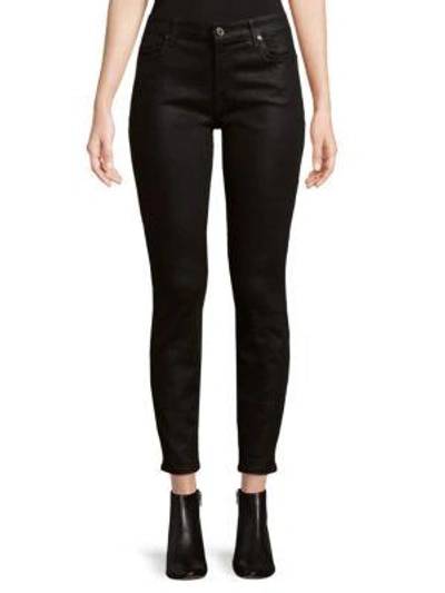 7 For All Mankind Ankle Skinny Coated Jeans In Coated Shine