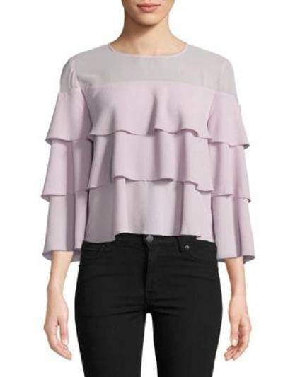 Ella Moss Tiered Ruffle Blouse In Pale Lavender