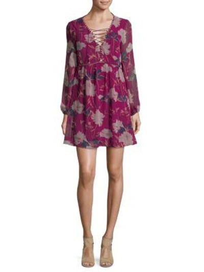 Ella Moss Floral-print Georgette Dress In Boysenberry