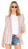 Free People Uptown Girl Striped Cotton Blazer In Rose