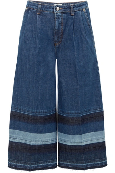 Sonia Rykiel Striped Cropped Mid-rise Wide-leg Jeans In Blue