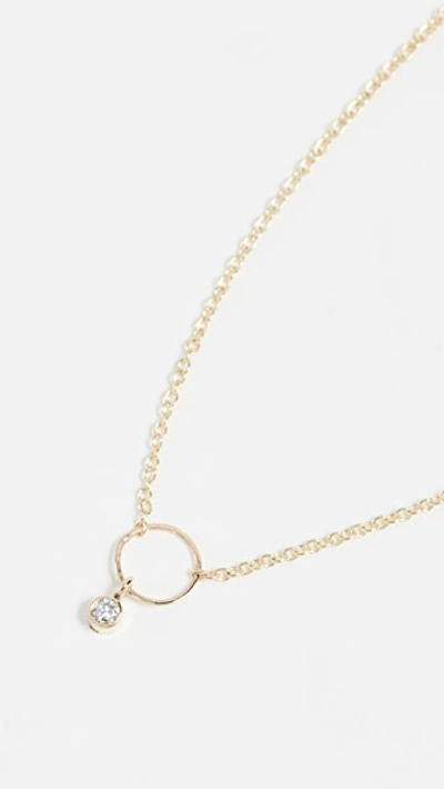 Zoë Chicco 14k Gold Anchored Circle Necklace With White Diamond In Yellow Gold