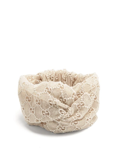 Gucci Gg Embroidered Cotton-blend Headband In Ivory
