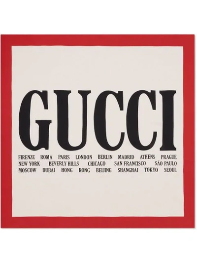 Gucci Printed Silk-twill Scarf In Neutrals